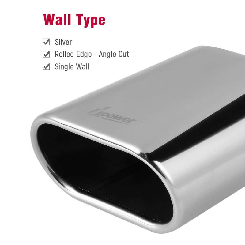 Upower Square Exhaust Tip 2.5" Inlet 3" x 5.5" Outlet 9" Long Chrome Stainless Steel Polished Diesel Pipe Weld-On - Image 5